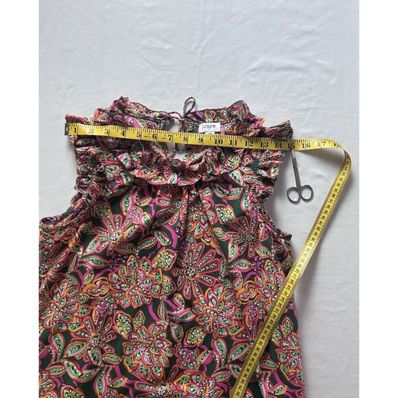 J. Crew Womens XS Ruffle Sleeve Neckline Colorful Top - Picture 3 of 6